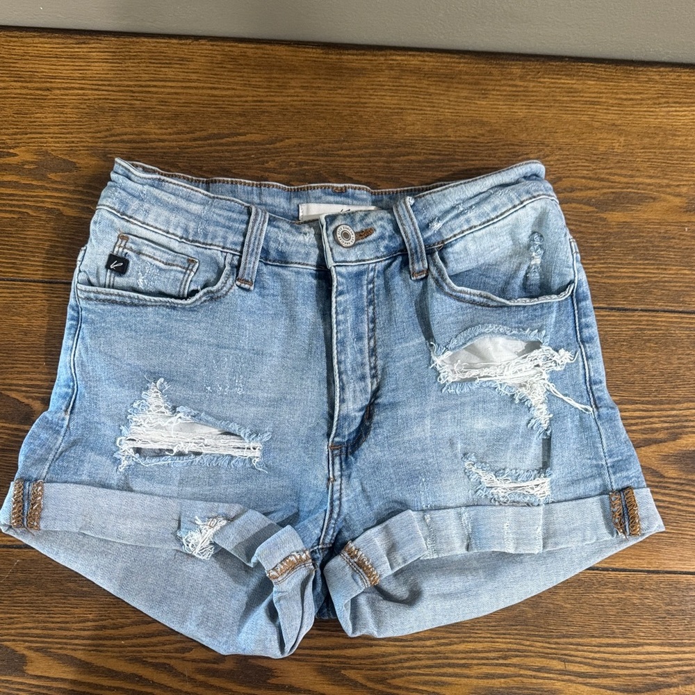 KanCan  size 26 Casual Light Blue Distressed Jean Shorts